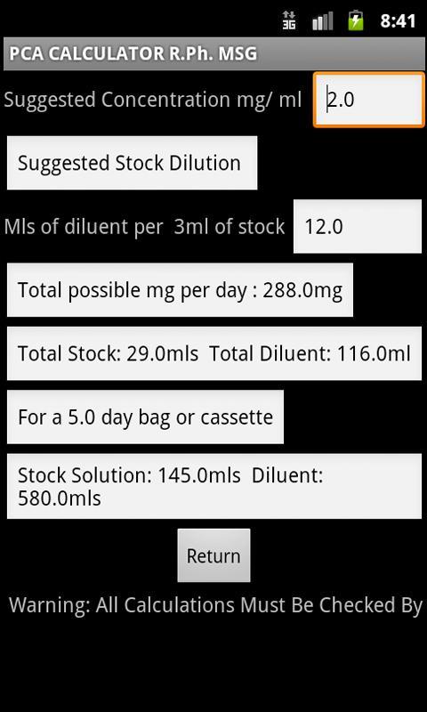 PCA CALCULATOR