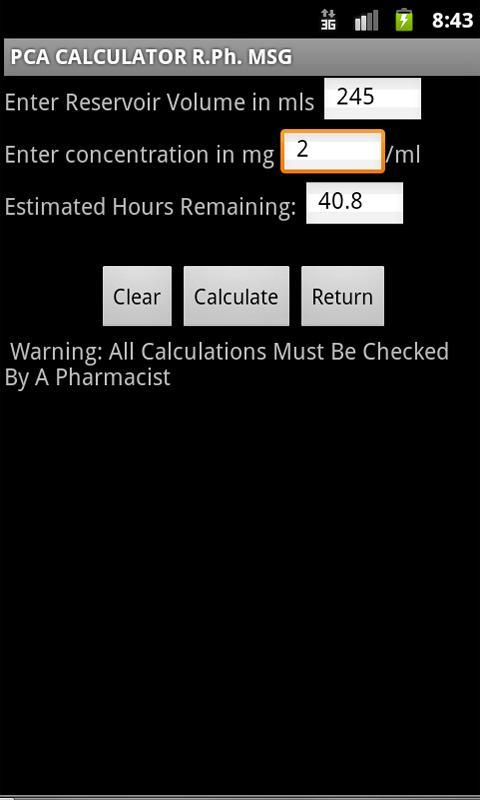PCA CALCULATOR
