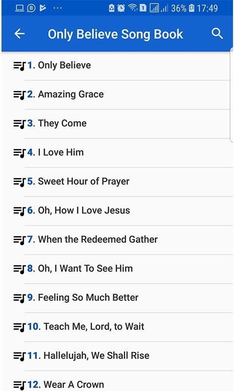 Only Believe Song Book