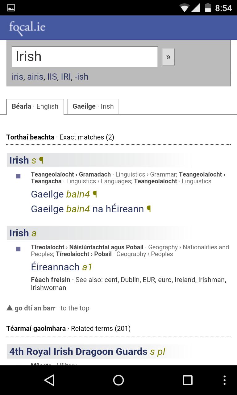 Focal.ie - An Irish dictionary