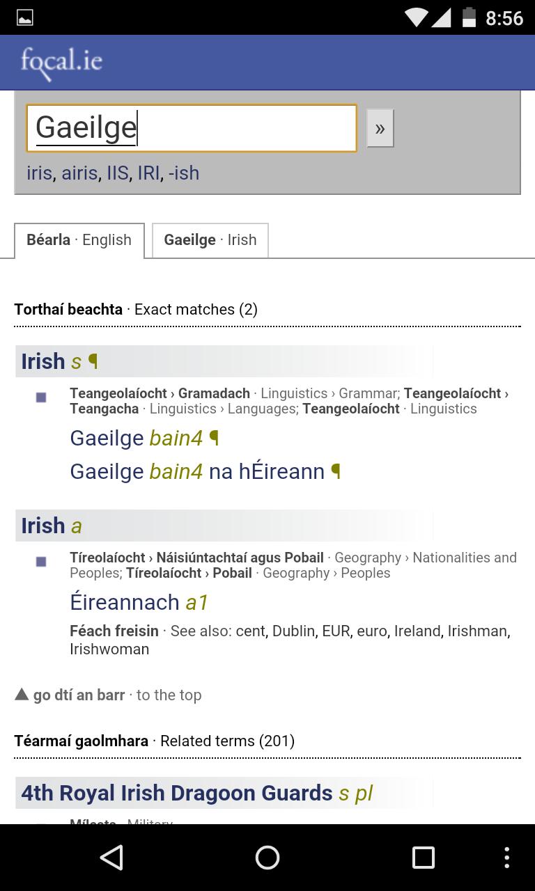 Focal.ie - An Irish dictionary