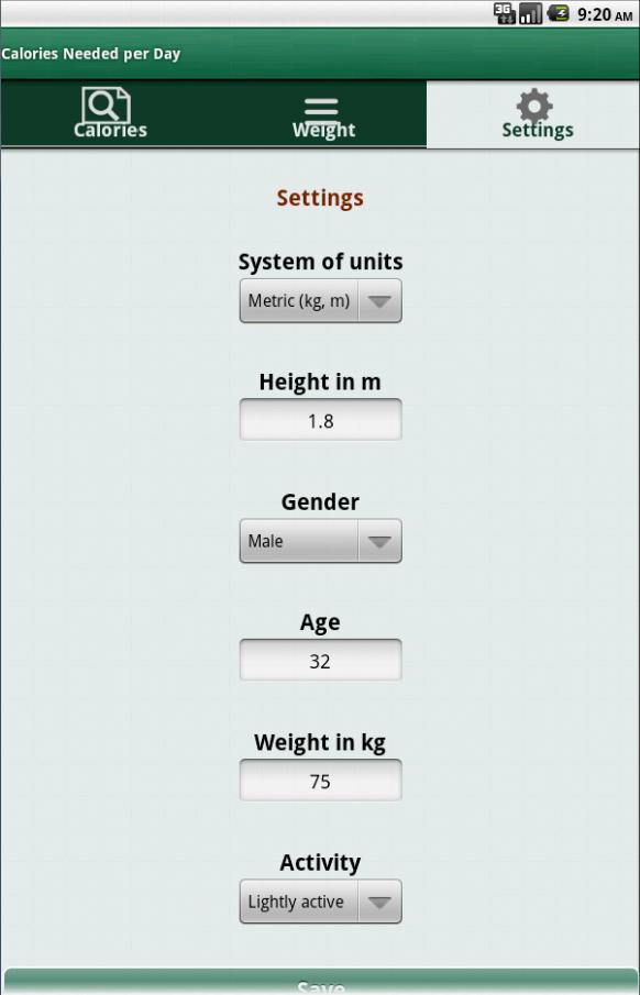 My Daily Calorie Needs