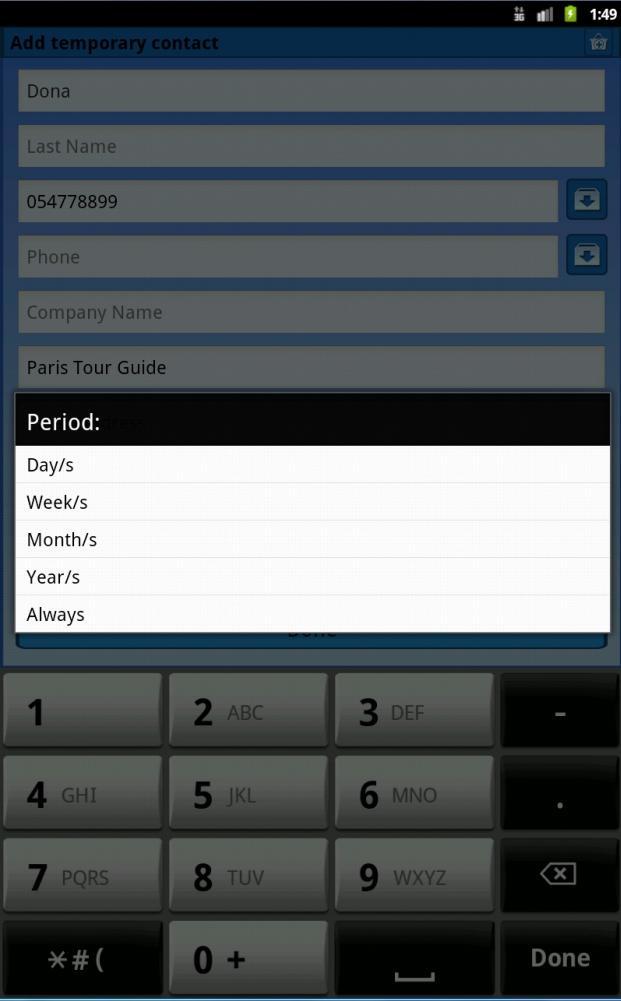 Temporary Contacts
