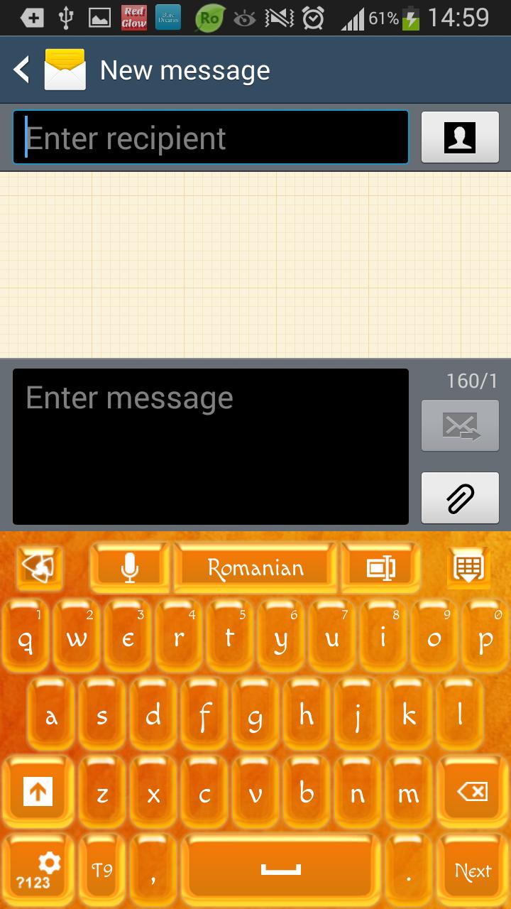 GO Keyboard Orange Glass