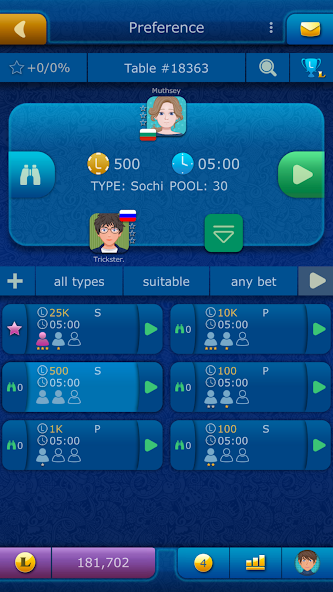 Preference LiveGames online