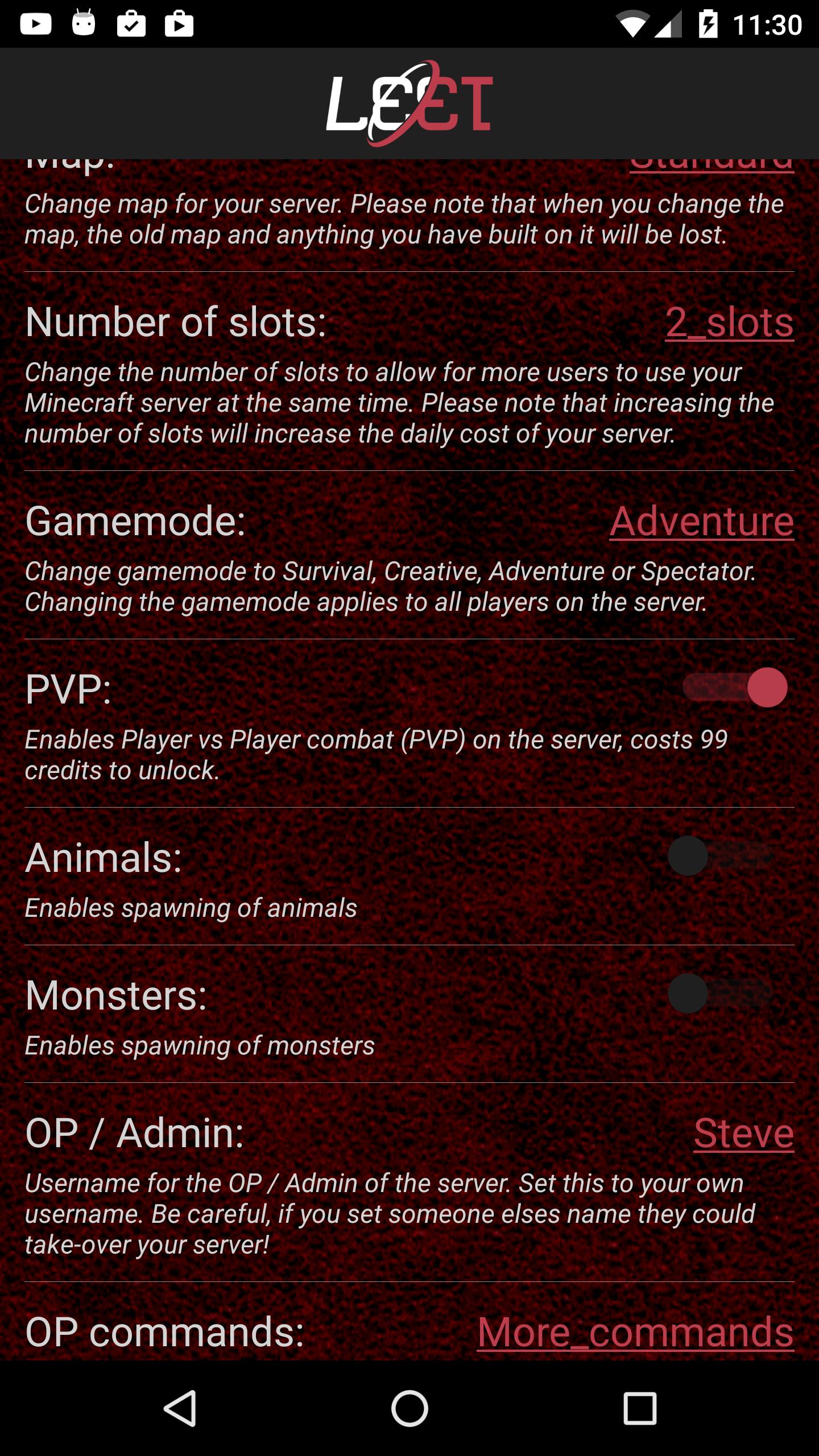 LEET Servers for Minecraft PC