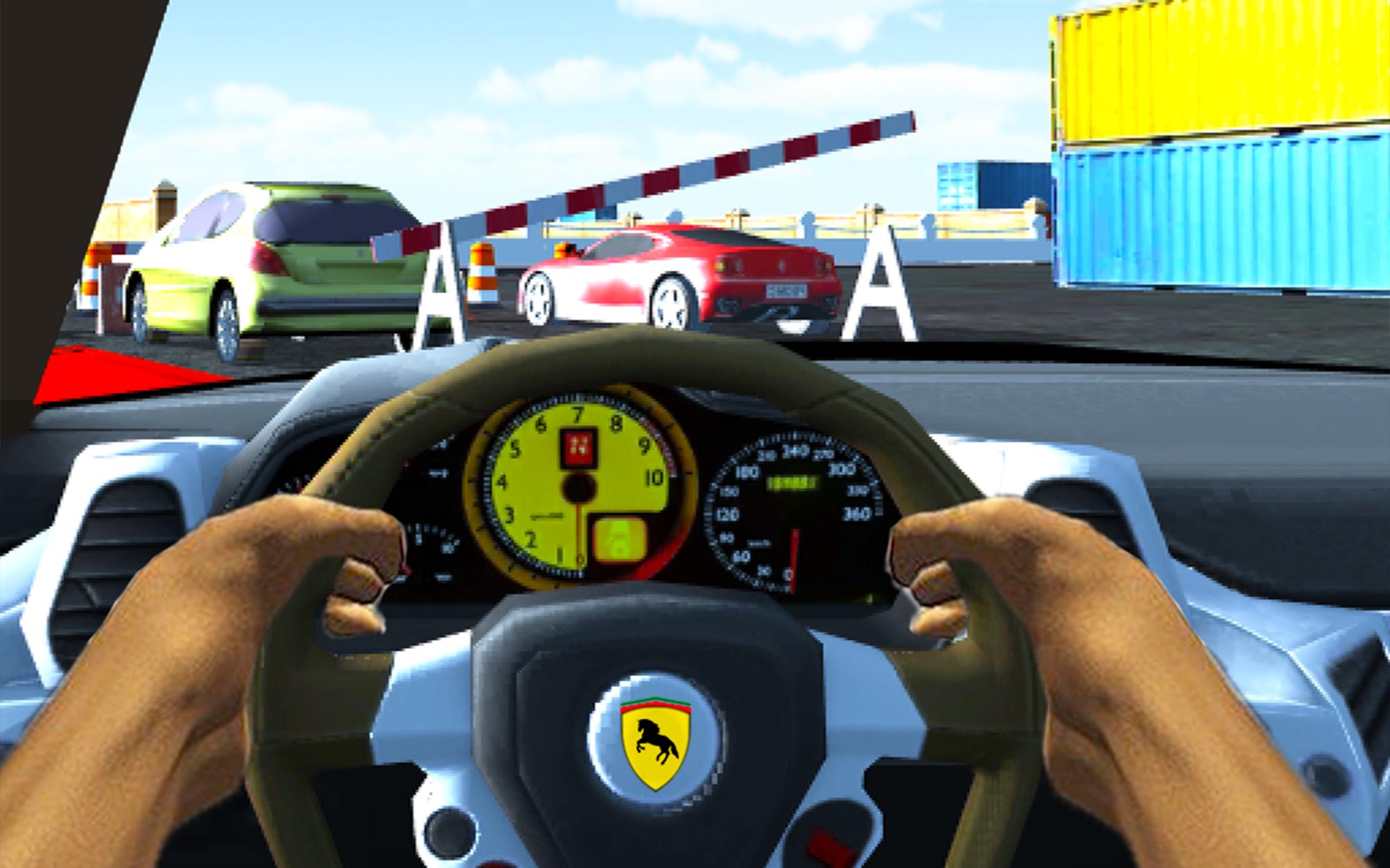 Racing in Car Simulator