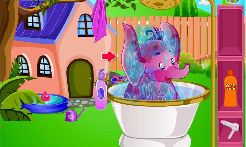 Elephant Bathing Girl Game